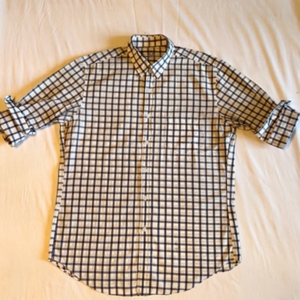 SUMMERWEIGHT J Crew Navy/White Plaid L/S MINT! Size Medium​​​​​​​​​​​​​​​​​